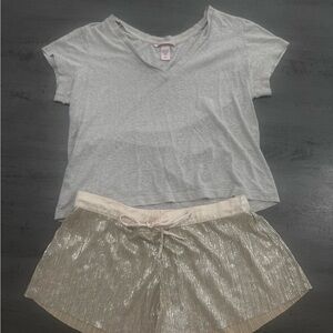 Victoria's Secret Cream Top and Gold pajama set